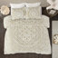 Literie en coton chenille à médaillon - attrayant, 100% coton, 4 attaches, housse de couette lavable à la machine-116011586-116011589