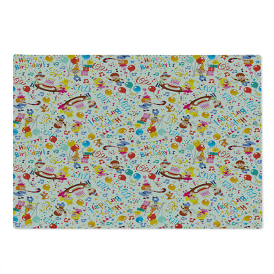 Ambesonne Birthday Cutting Board Large Size Celebration Multicolor