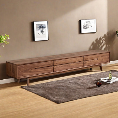 Walnut Wood TV Stand with Closed Drawers