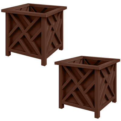  Lattice Planter Box 2-Pack, Brown