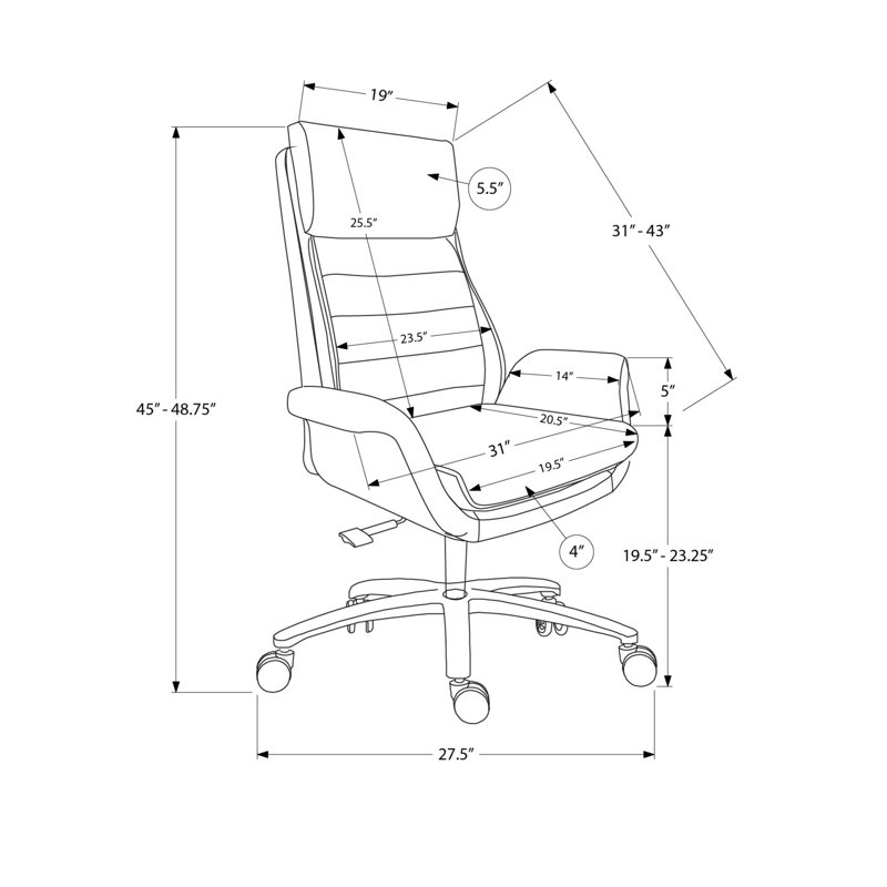 Chaise de bureau, hauteur réglable, accoudoirs, ergonomique, pivotant, bureau d'ordinateur, travail, aspect cuir gris, métal chromé, contemporain, moderne