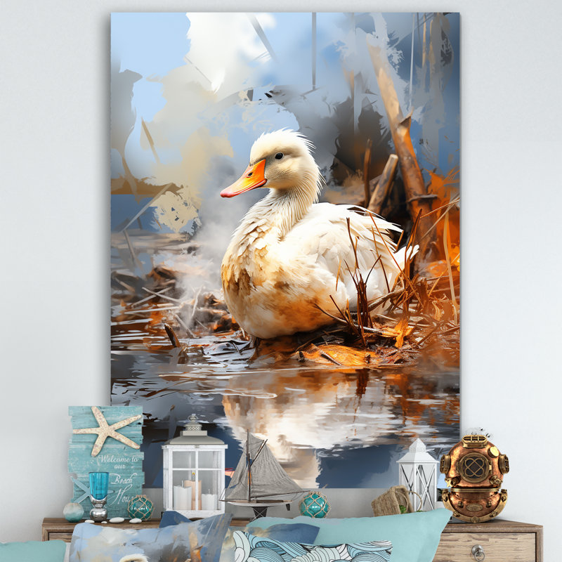 Misty Marsh Duck I - Art mural animal canard, Toile tendue, H 20 po x l 12 po x P 1 po