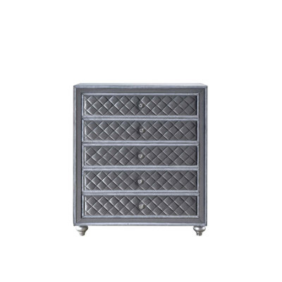 Commode rembourrée 5 tiroirs 1 pièce Glam