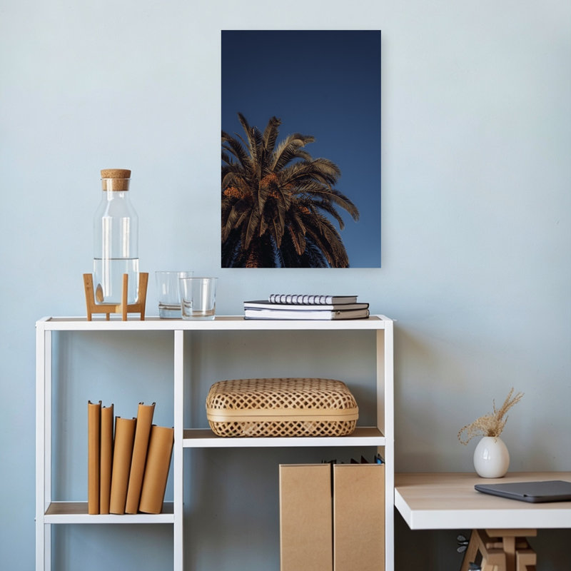 «Warm Tropical Palm Sky Organic Peaceful Serene Palmier Nature Summer», reproduction d'art murale, 18" H x 12" W
