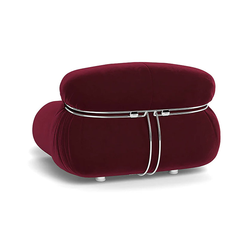 Fauteuil de chambre rembourré Ashtola, Velours rouge