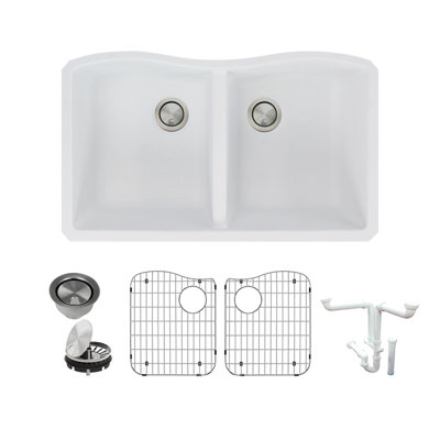 Aversa 31.93'' L Double Bowl Granite Kitchen Sink