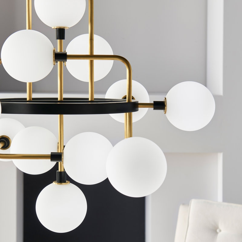 Viaggio 12 - Light Chandelier, Brass, Opal, Yes