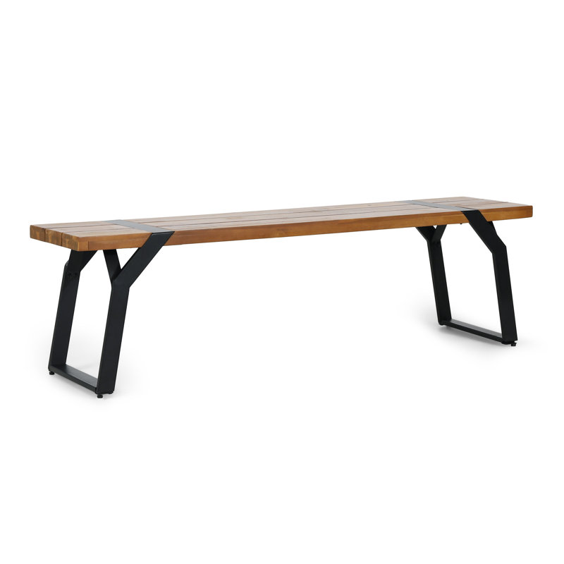Banc de pique-nique en fer Corentin, Noir/noyer