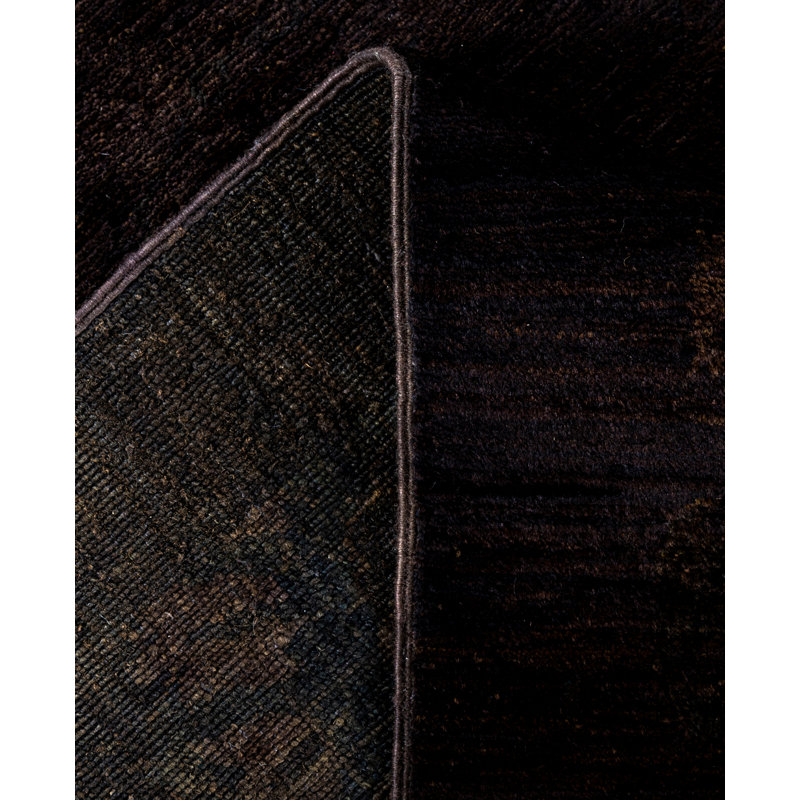 Overdyed Hand-Knotted Wool Modern-Contemporary Black Area Rug 9' 0" x 11' 10"
