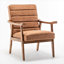 Chaise d'appoint Mid-Century moderne avec structure en bois massif et revêtement en microfibre moelleuse-452698504