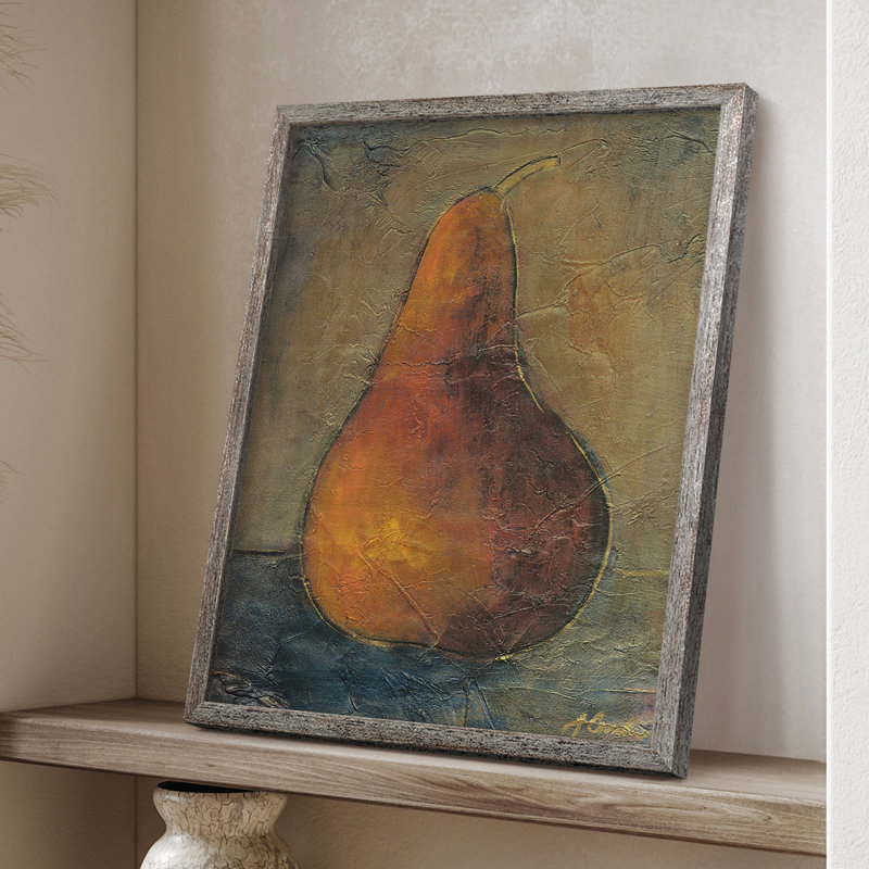 Poire I, reproduction encadrée - bois massif, H 11 po x l 9 po
