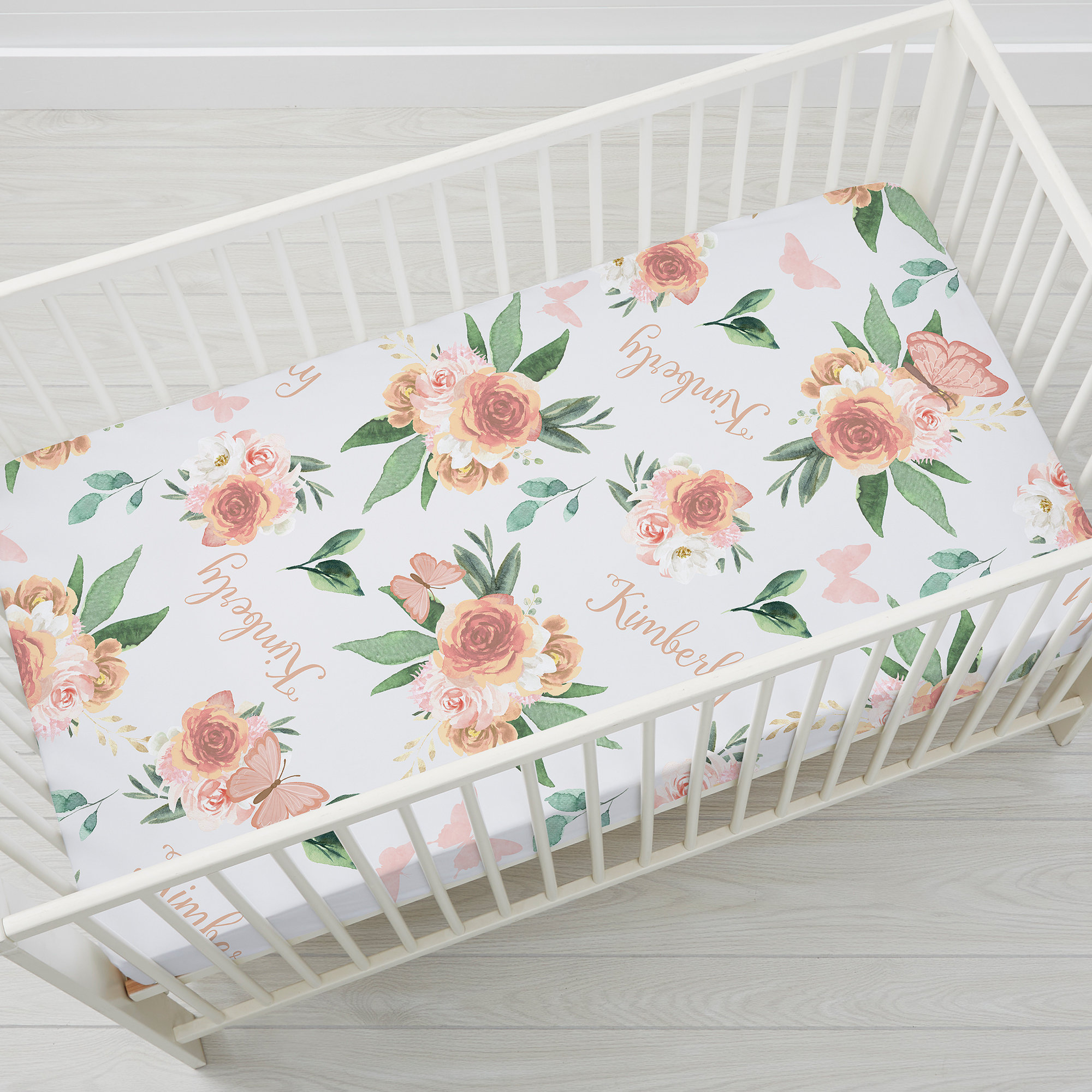 Personalization Mall Butterfly Kisses Baby Girl Personalized Crib Sheet ...