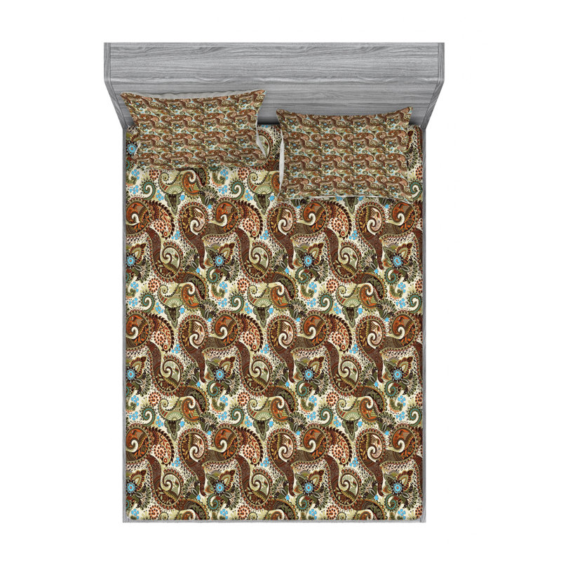 Microfiber Paisley Sheet Set, Full Sheet Set with Fitted Sheet