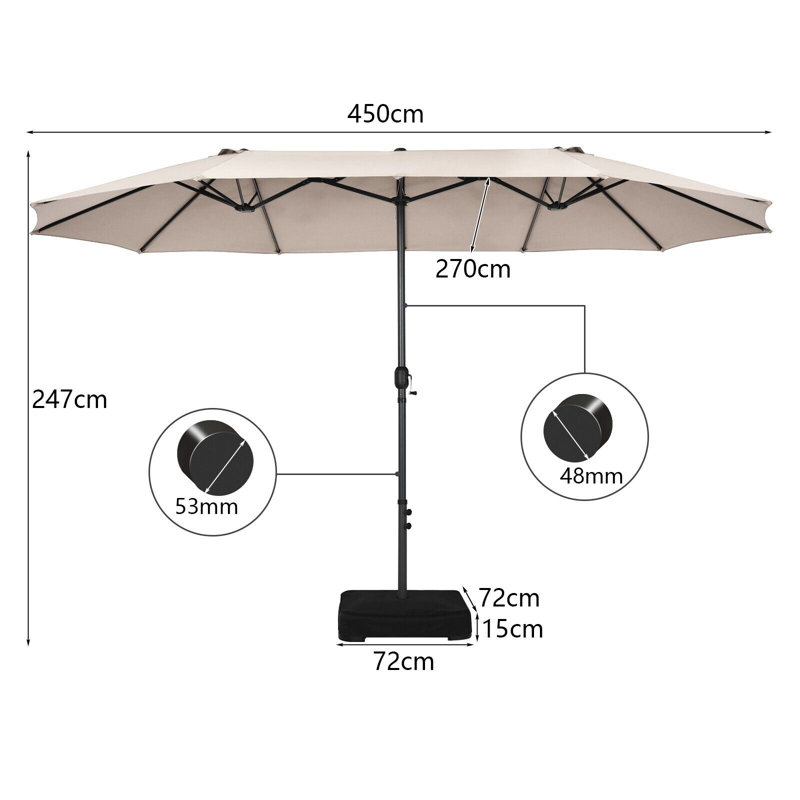 Cenya 177.16cm Balcony Parasol, Beige