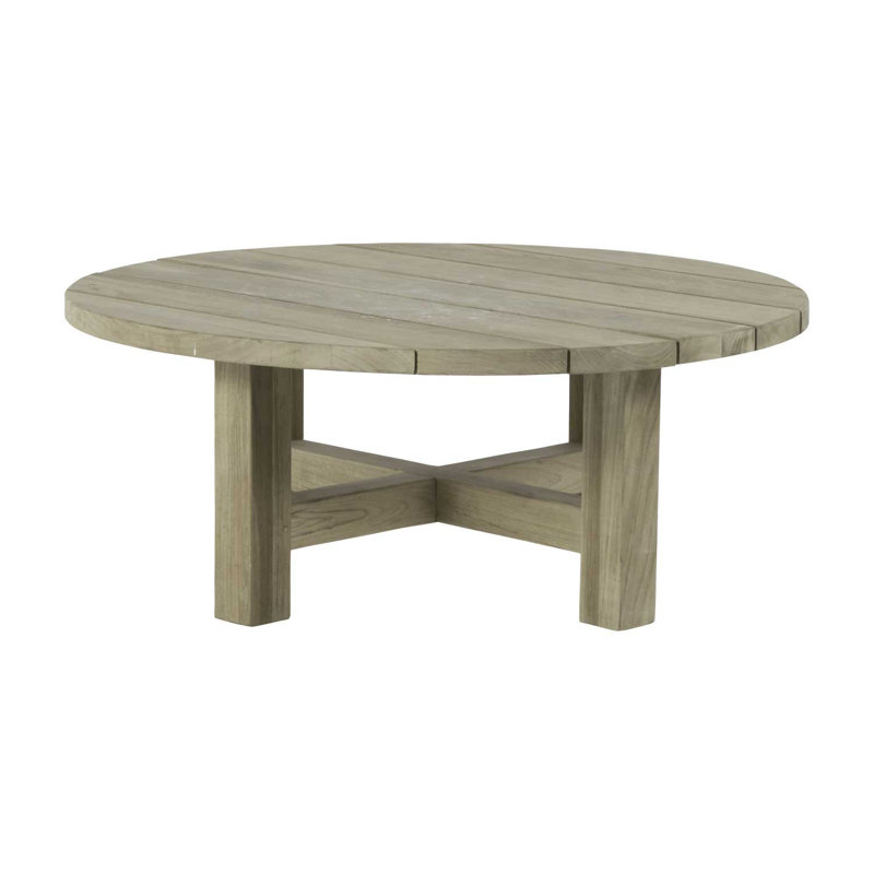 Croquet Solid Wood 4 Legs Coffee Table, Oyster Teak
