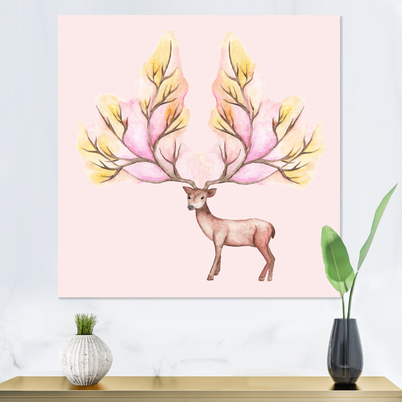 Deer Winter - on, H 16 po x l 16 po x P 1 po, Toile tendue