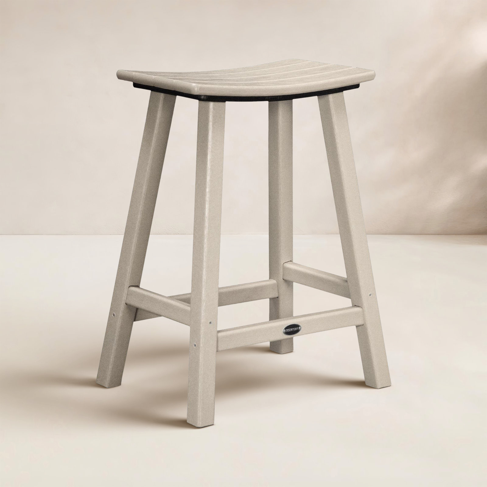 POLYWOOD Traditional Garden Patio Bar Stool, Sand, 24.75" H