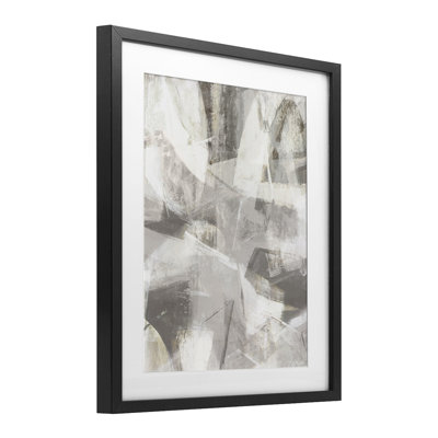 Grey Soft Currents Framed Print Under Glass, design by Hannah Dawson