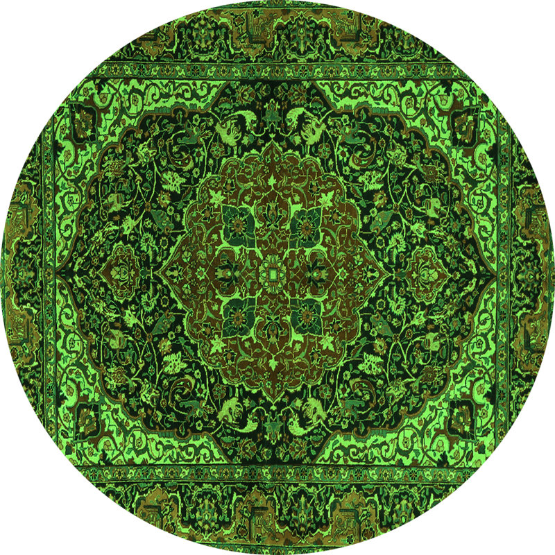 Washable Oriental Indoor Rug, Round 8'
