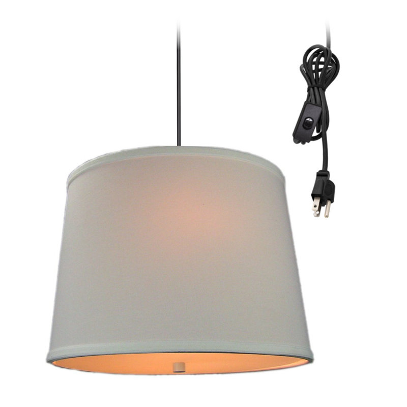 Luminaire tambour suspendu simple 2 lumières, Gris granite