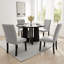 Ensemble de salle à manger 5 pièces - plateau d'aspect marbre, pieds en bois d'hévéa massif, 4 chaises rembourrées en lin, assemblage en 30 minutes, charme bicolore beige et noir-1946034689-1946034691