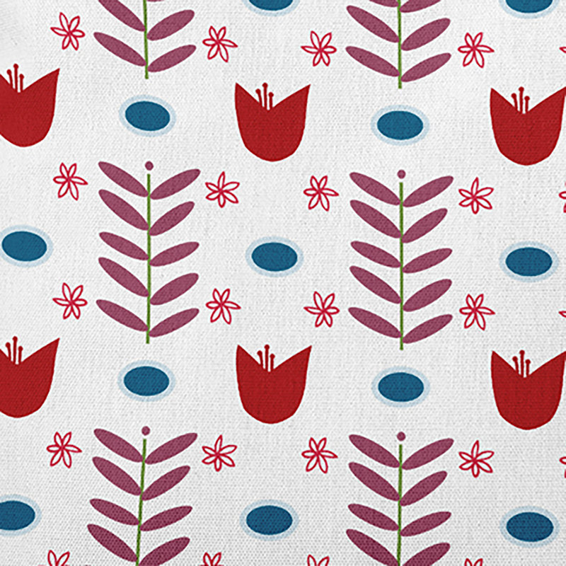 Floral Outdoor Reversible Throw Pillow, White/Red