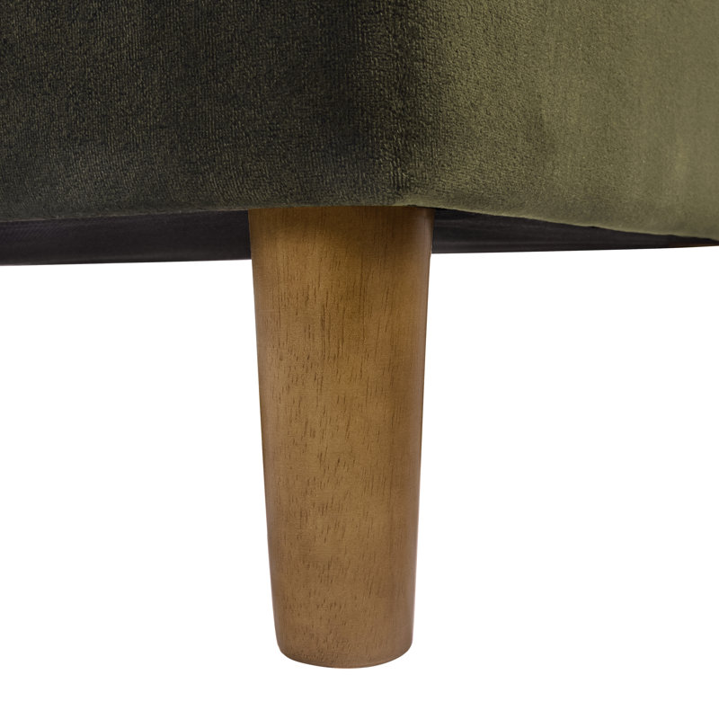 Loden Green Velvet Tufted Storage Bench with Oak Legs