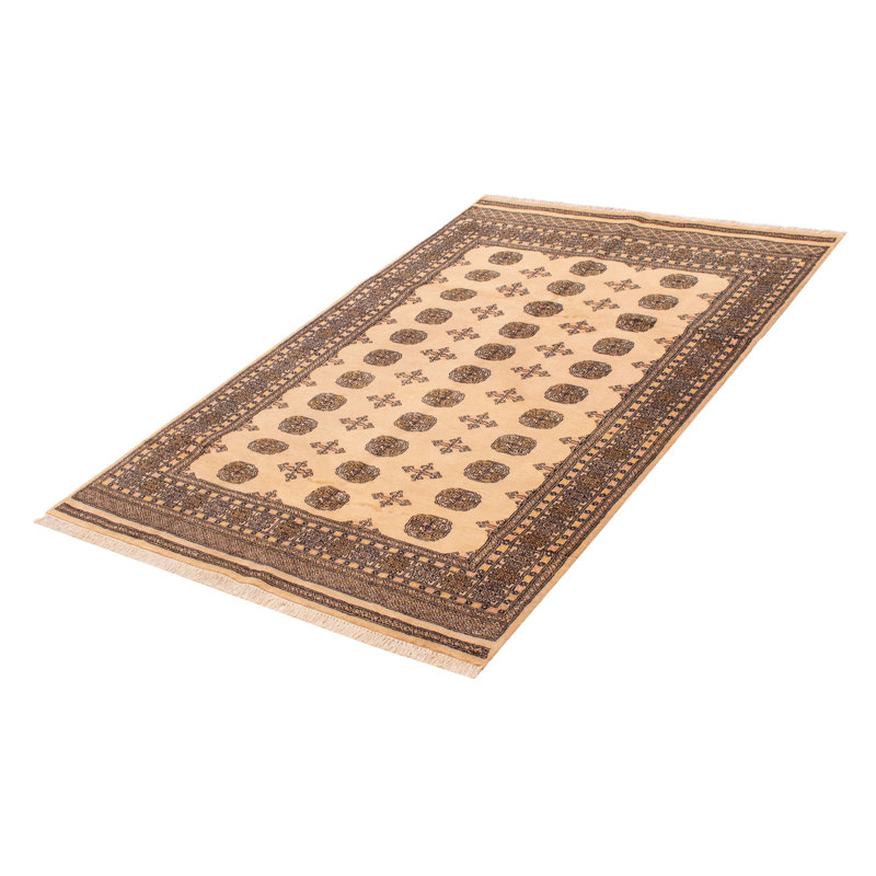 Tapis unique en laine noué à la main Peshawar Bokhara ivoire 5 pi 5 po x 8 pi 4 po