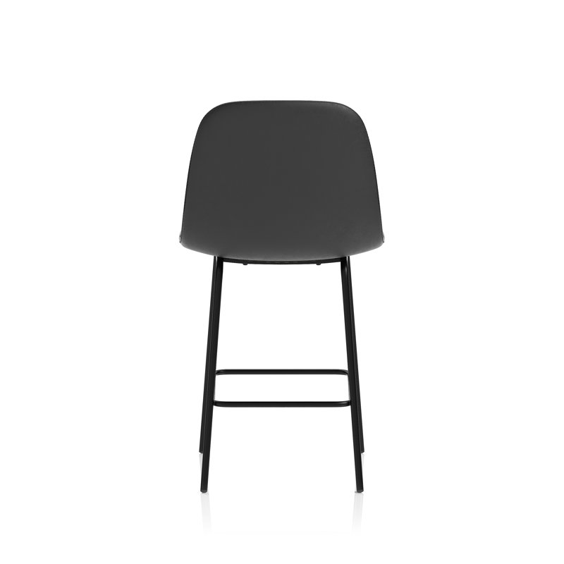 Upholstered Counter Stool with Metal Frame, Black