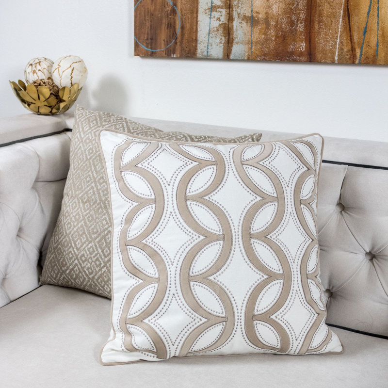  Woven Cotton Throw Pillow, Ivory