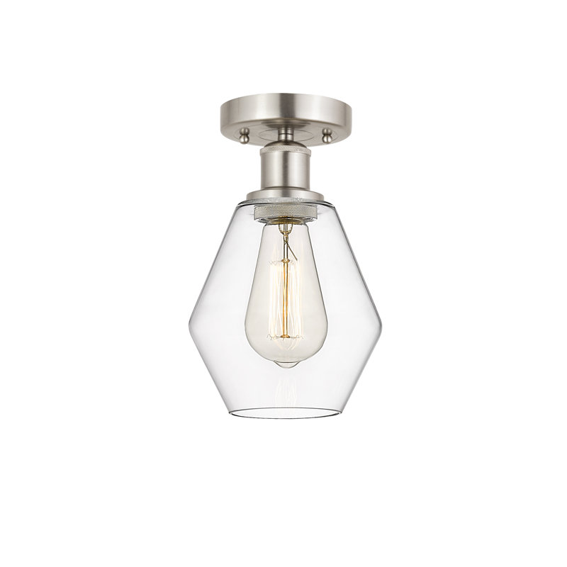 Plafonnier semi-encastré en verre Amylea, Clair, Nickel satiné brossé, H 11,25 po x l 8 po x P 8 po