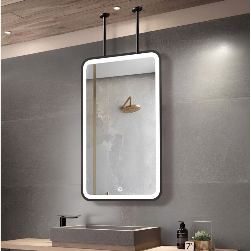Miroir noir suspendu vertical 1 côté à DEL , 24" x 36"