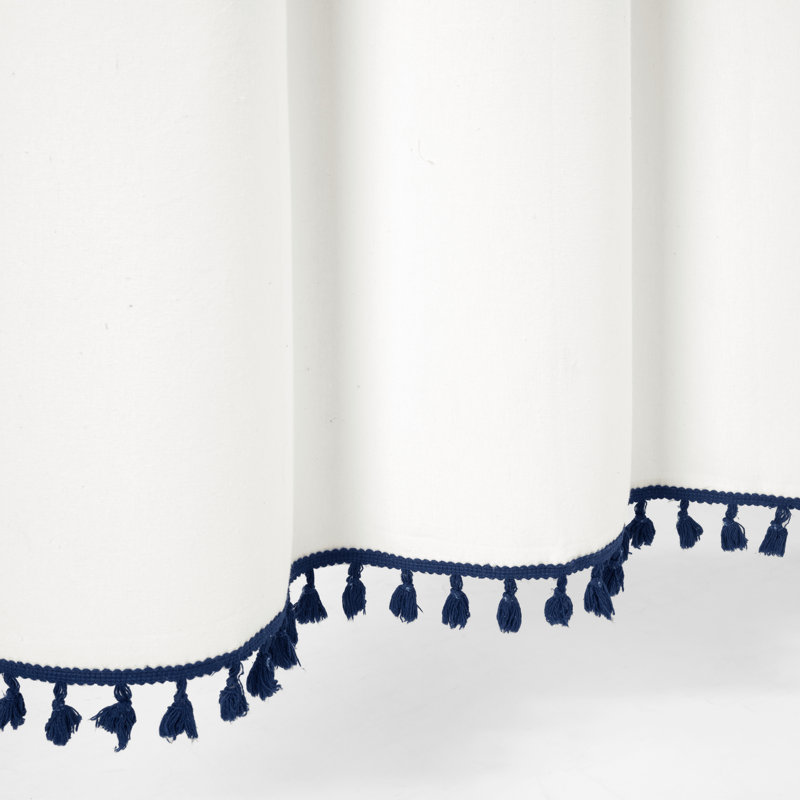 Cotton Blend Shower Curtain, Navy/White