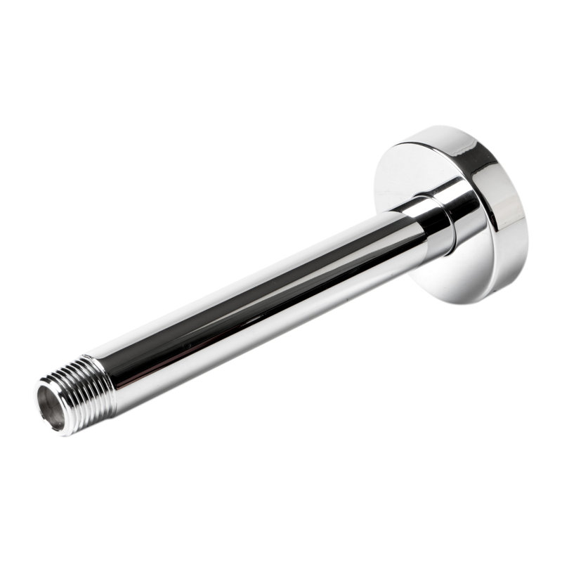 Bras de douche rond noir mat 6 po, Chrome poli