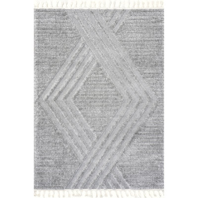 Risette Geometric Shag Tassel Area Rug