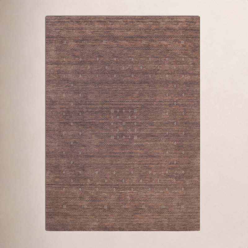 Simi Hand Knotted Cotton/Wool Southwestern Area Rug, Dark Brown, Rectangle 9' x 12'