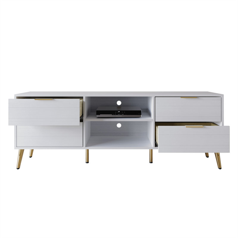 Crédence de rangement l 59,84 po Rafiat, Blanc