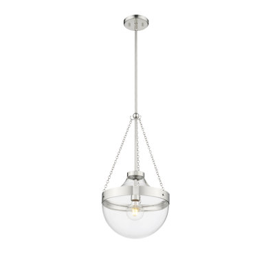 Breakwater Bay Aggeliki 1 Light Pendant Light in Polished Nickel with Clear Glass Shade