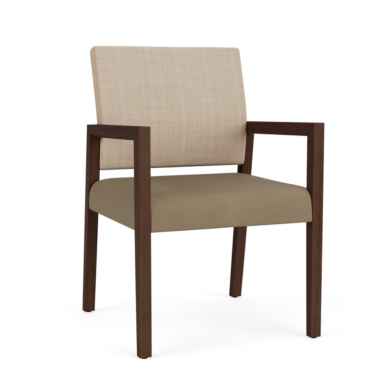 Chaise d'invité de réception Brooklyn, Chambray calcaire / Patriot Plus taupe, Noyer Riftwood