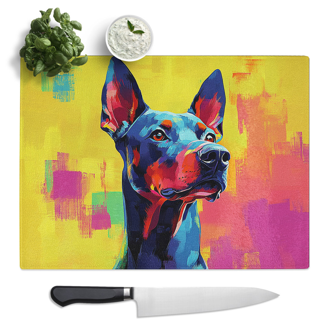Doberman Dog Vol.2  Glass Chopping Board