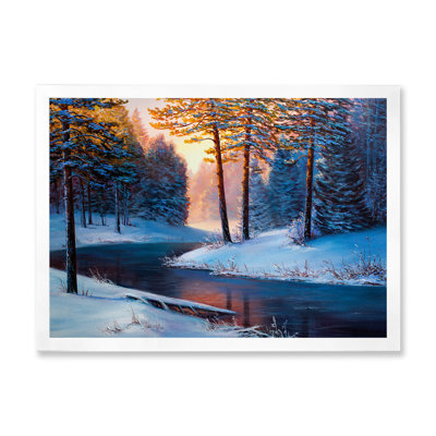 «Sunshine Through The Christmas Forest By The River», peinture sur toile