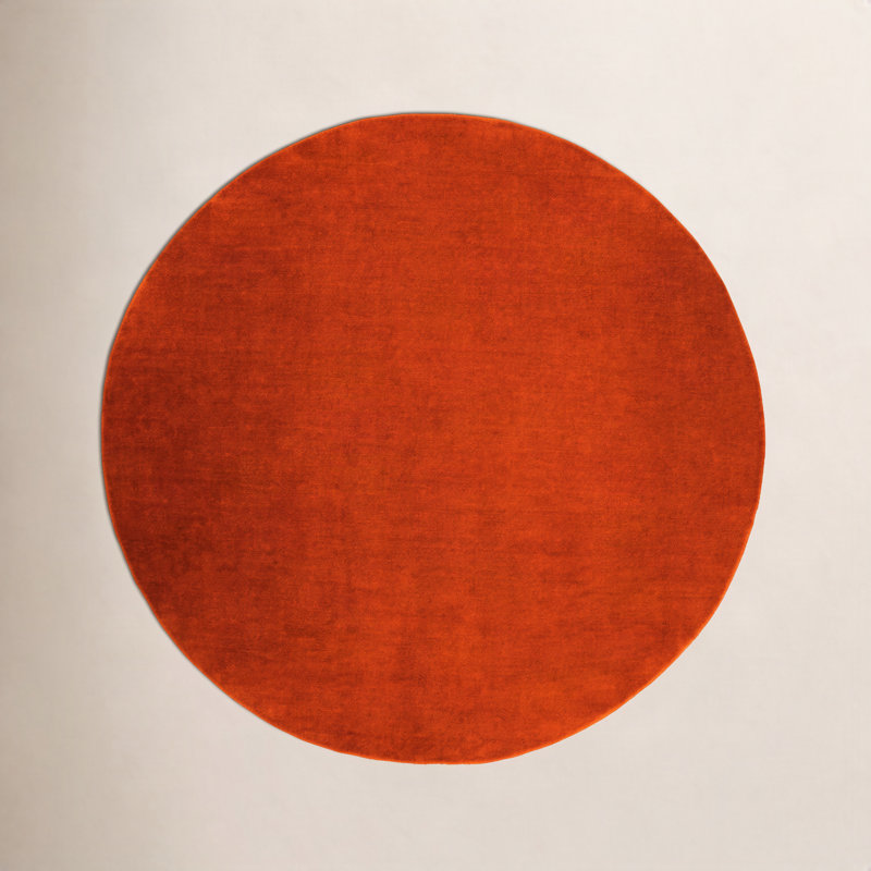 Clio Hand-Woven Red Wool Rug, Round 8'