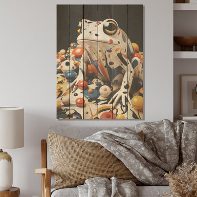 Multicolor Frog Liquid Art - Frogs & Toads Wood Wall Art On Natural Pine Wood