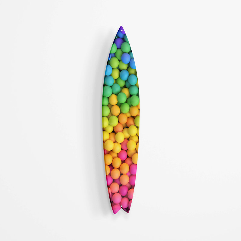 Planche de surf à boules colorées - Art audacieux sans cadre