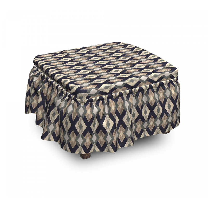 Ensemble de housse pour repose-pieds à coussins carrés de boîte 2 pièces boho ikat