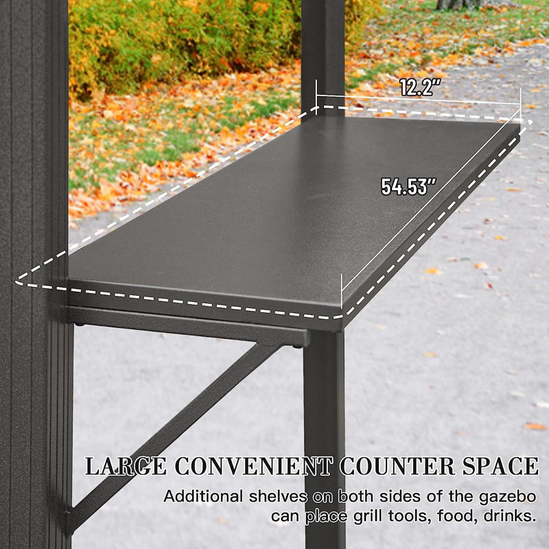 8 pi L 6 pi. D Pavillon de jardin en aluminium, Gris foncé, Gris foncé