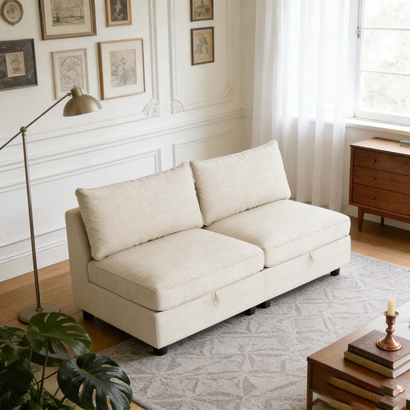 Siège sans accoudoirs pour canapé modulaire modulaire, Beige