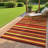 Reversible Waterproof Outdoor Patio Rug - Modern Geometric Striped Plastic Straw Carpet - UV Resistant, Easy to Clean, Durable - 9x18ft, Magenta-611936679-611936676