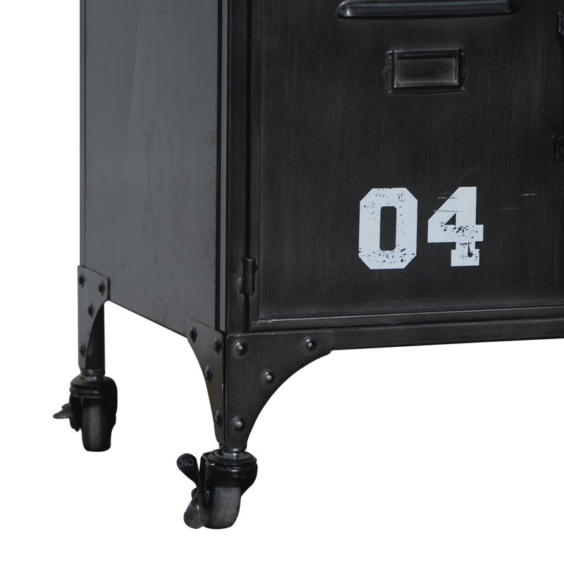 Grande console de rangement 35,63 "à 6 portes en métal de style antique