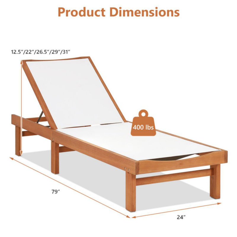  Chaise longue d'extérieur en bois d'eucalyptus Brickfield